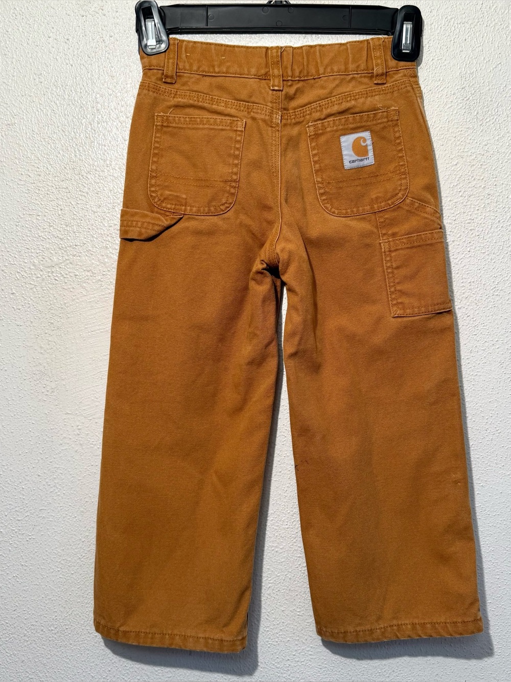 Carhartt Kids Brown Canvas Carpenter Dungaree Utility Work Pants Boys Size 4 4T